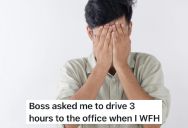 Employee’s Boss Told Them They Could Work Remotely, But Now They’re Being Pressured To Come Into The Office Even Though It’s Three Hours Away