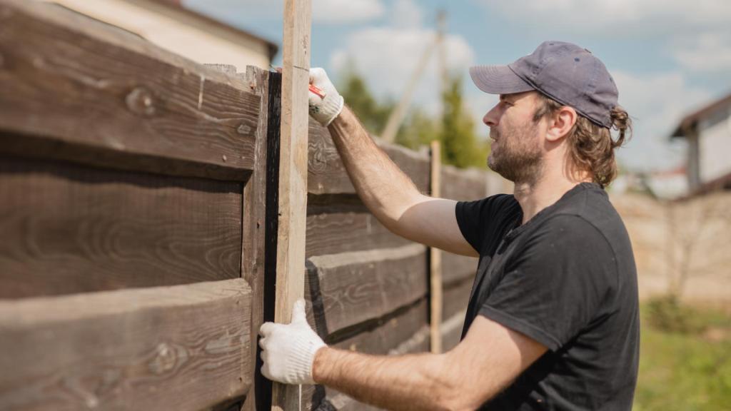 man building a fence