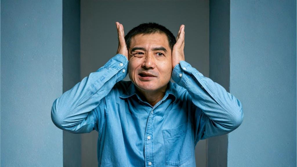 frustrated man putting hands on face
