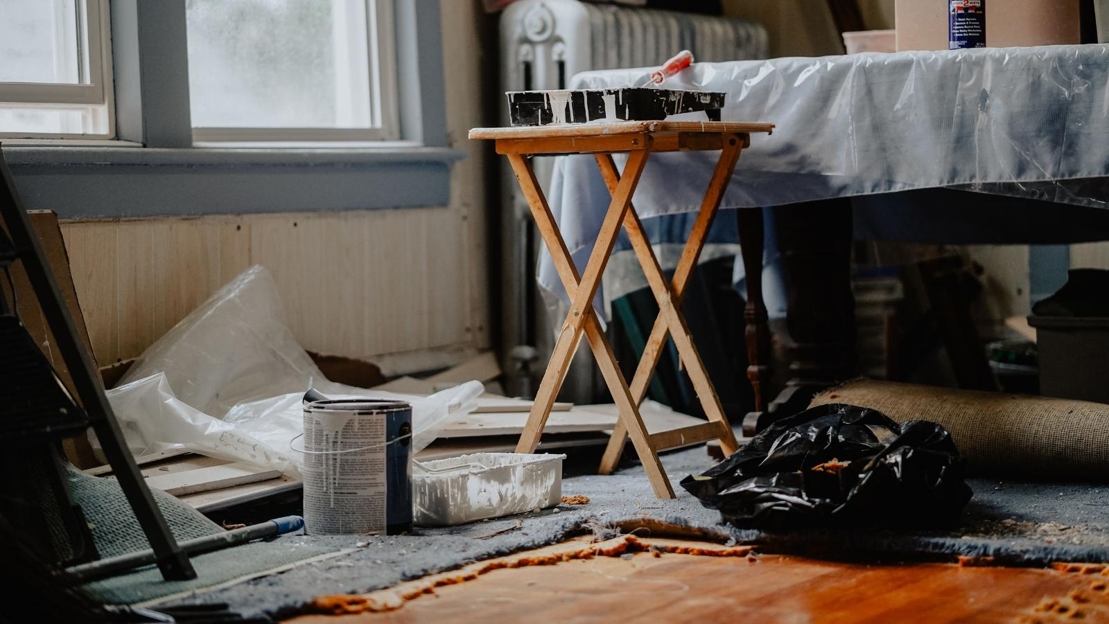 messy damaged apartment