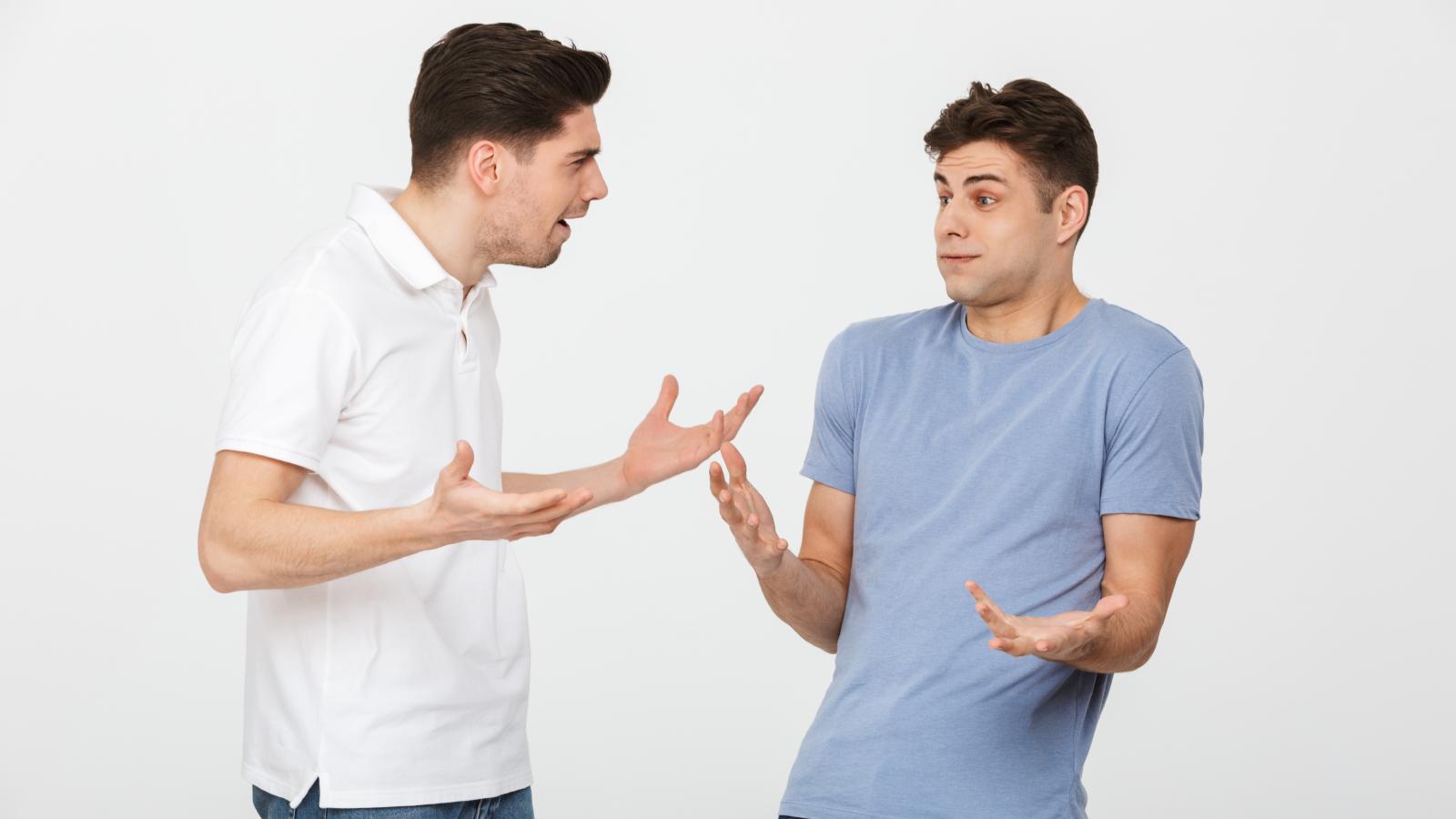 His Brother Has Been Waking Him Up to Ask for a Ride to Work, But Hes Usually Still Asleep When His Brother Leaves two men having an argument