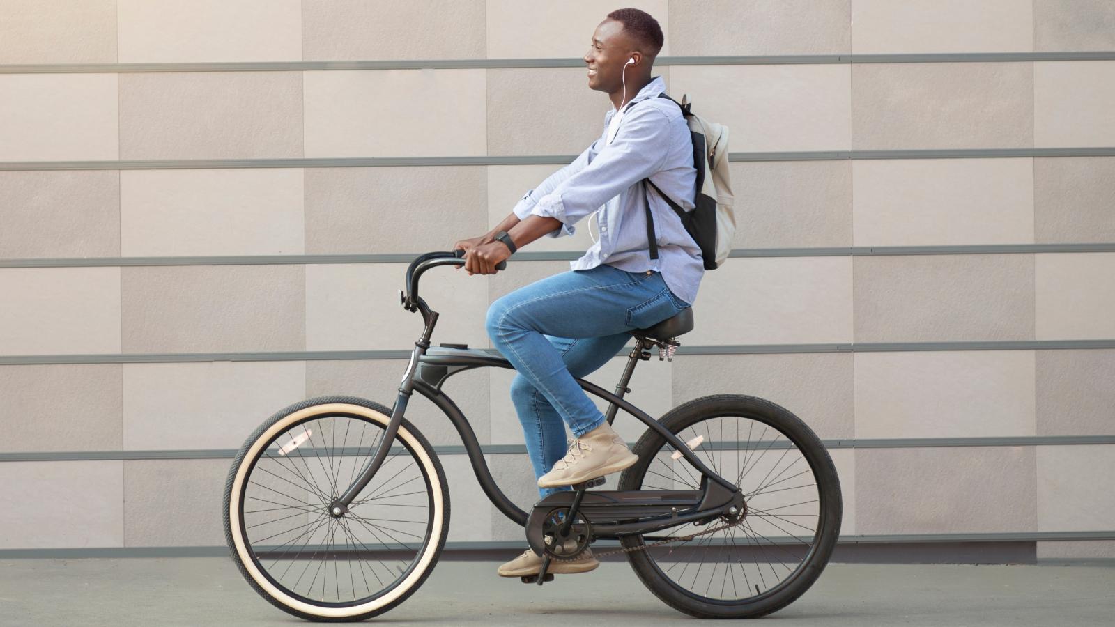 man riding a bike