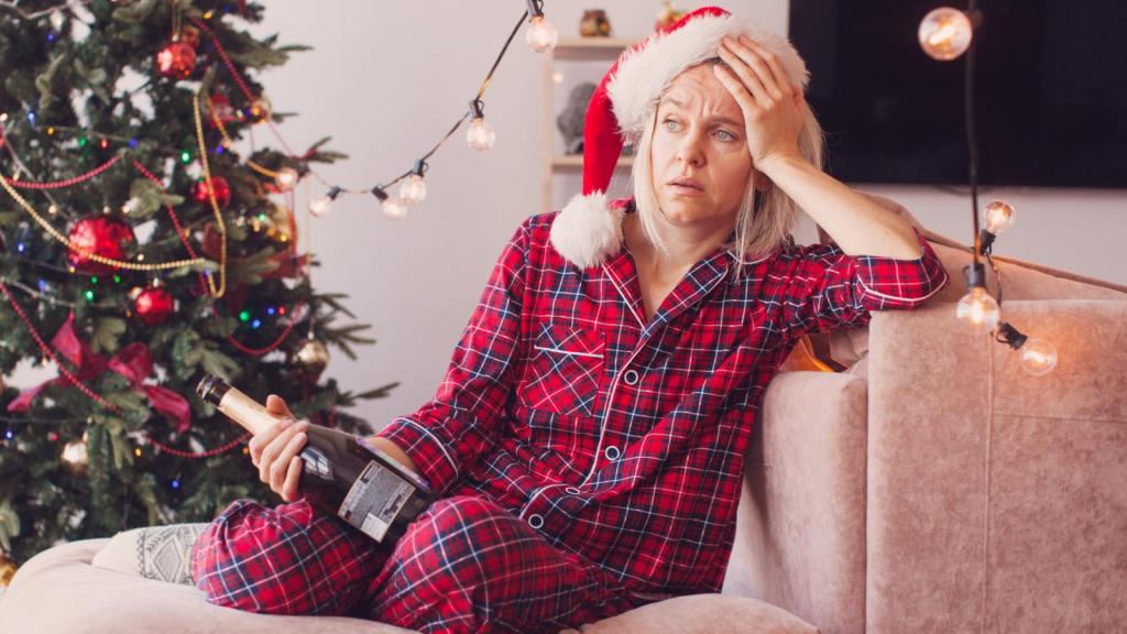 woman wearing a santa hat