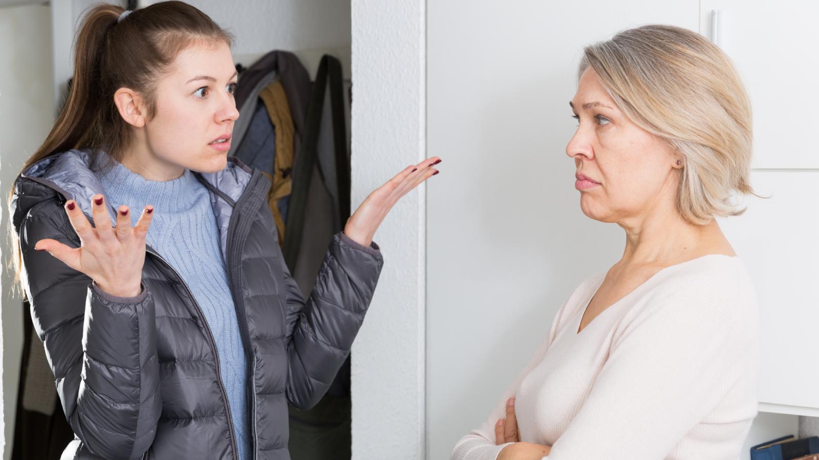 She Told Her Mom the Dress She Planned to Wear to a Wedding Was Trashy — Her Moms Reaction Was Way Over the Top woman arguing with her mother