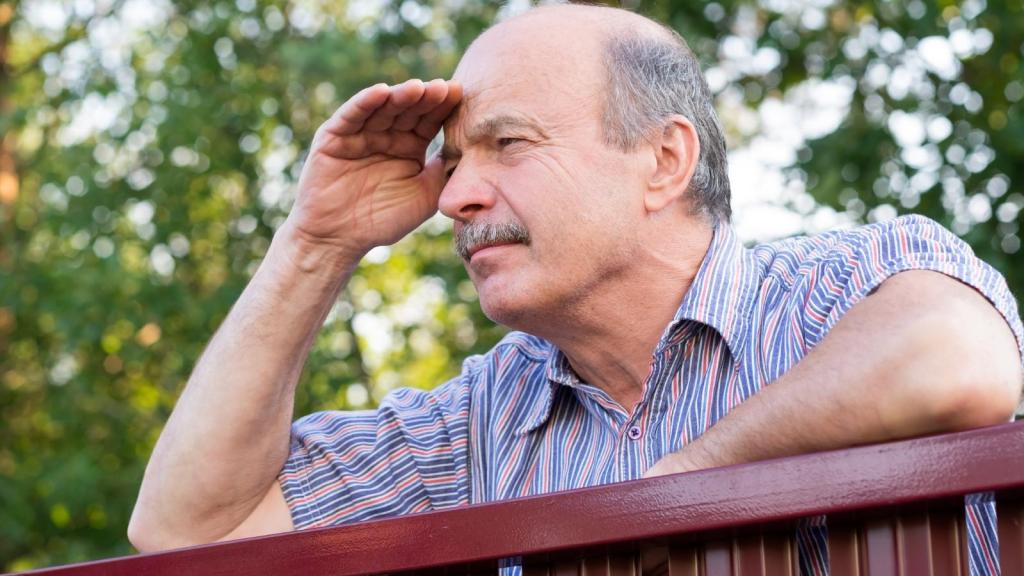 man looking over a fence