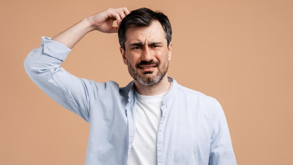 man scratching his head