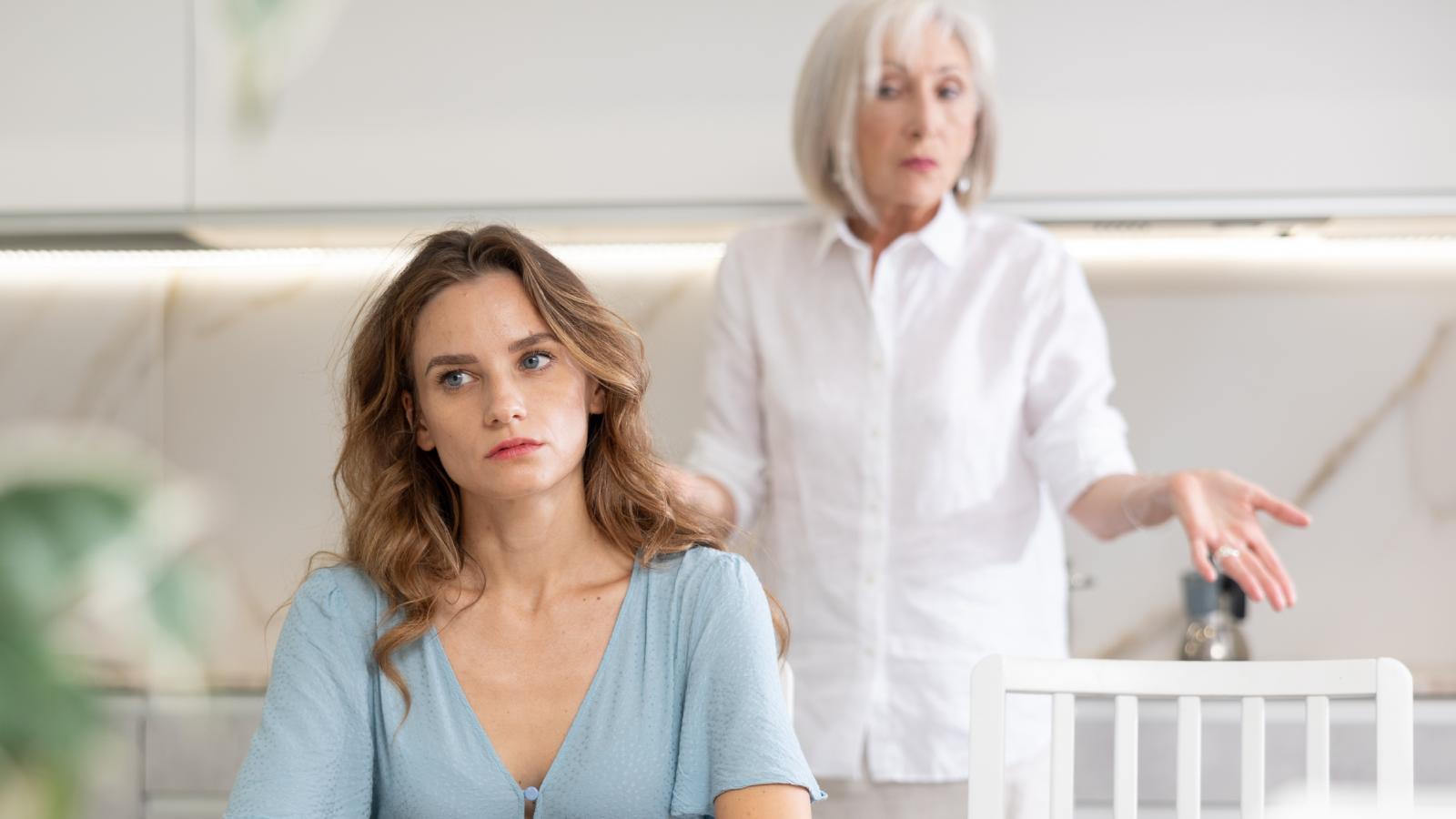 She Refused to Play Personal Chef to a Critical Adult Stepdaughter. Why Her Blended Family Is Siding With the Boundary. woman talking to her daughter