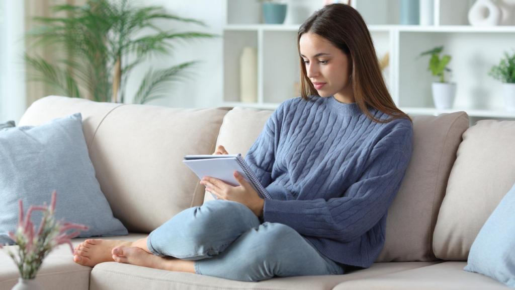 woman on her couch