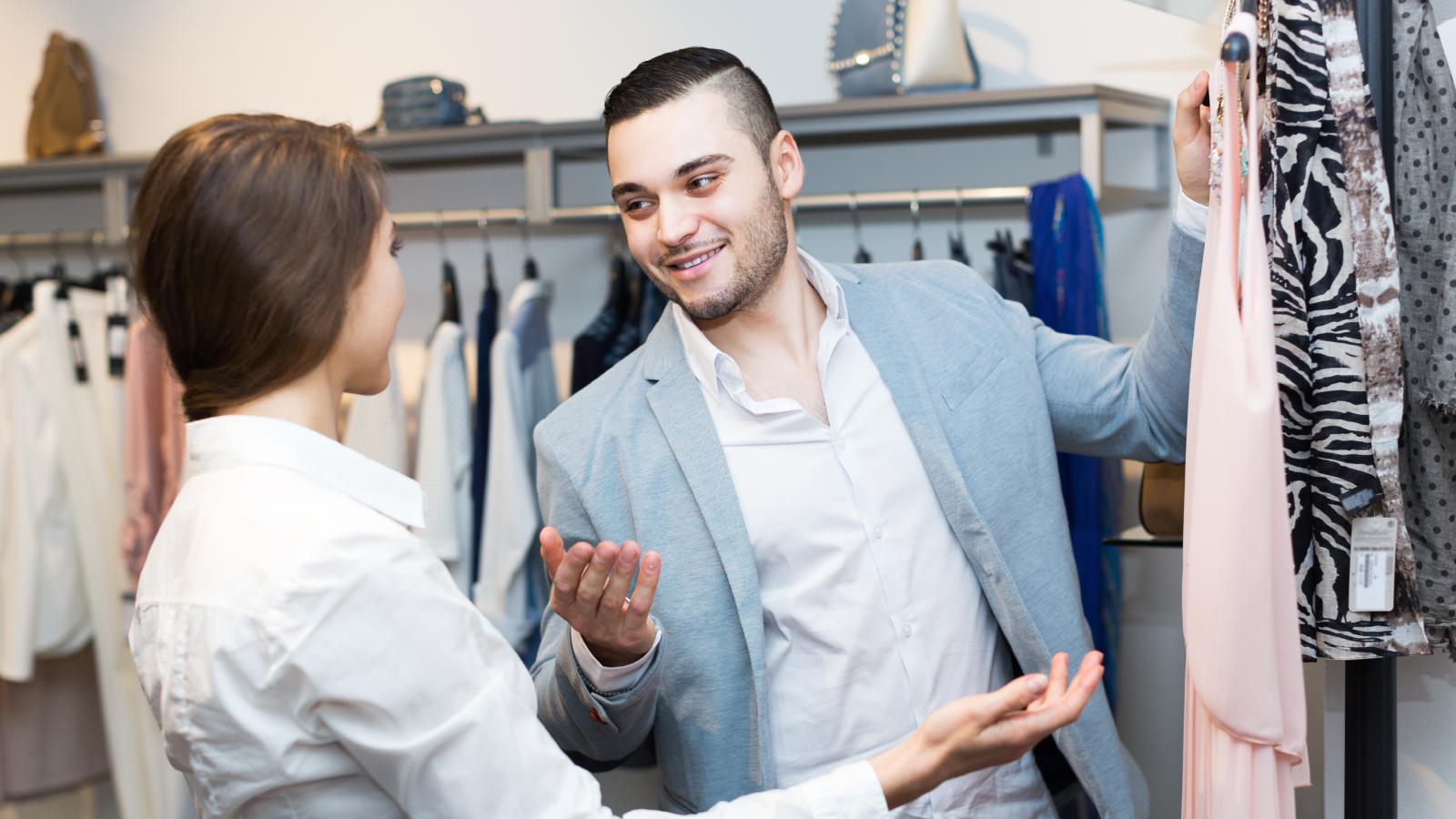 man and woman in a store