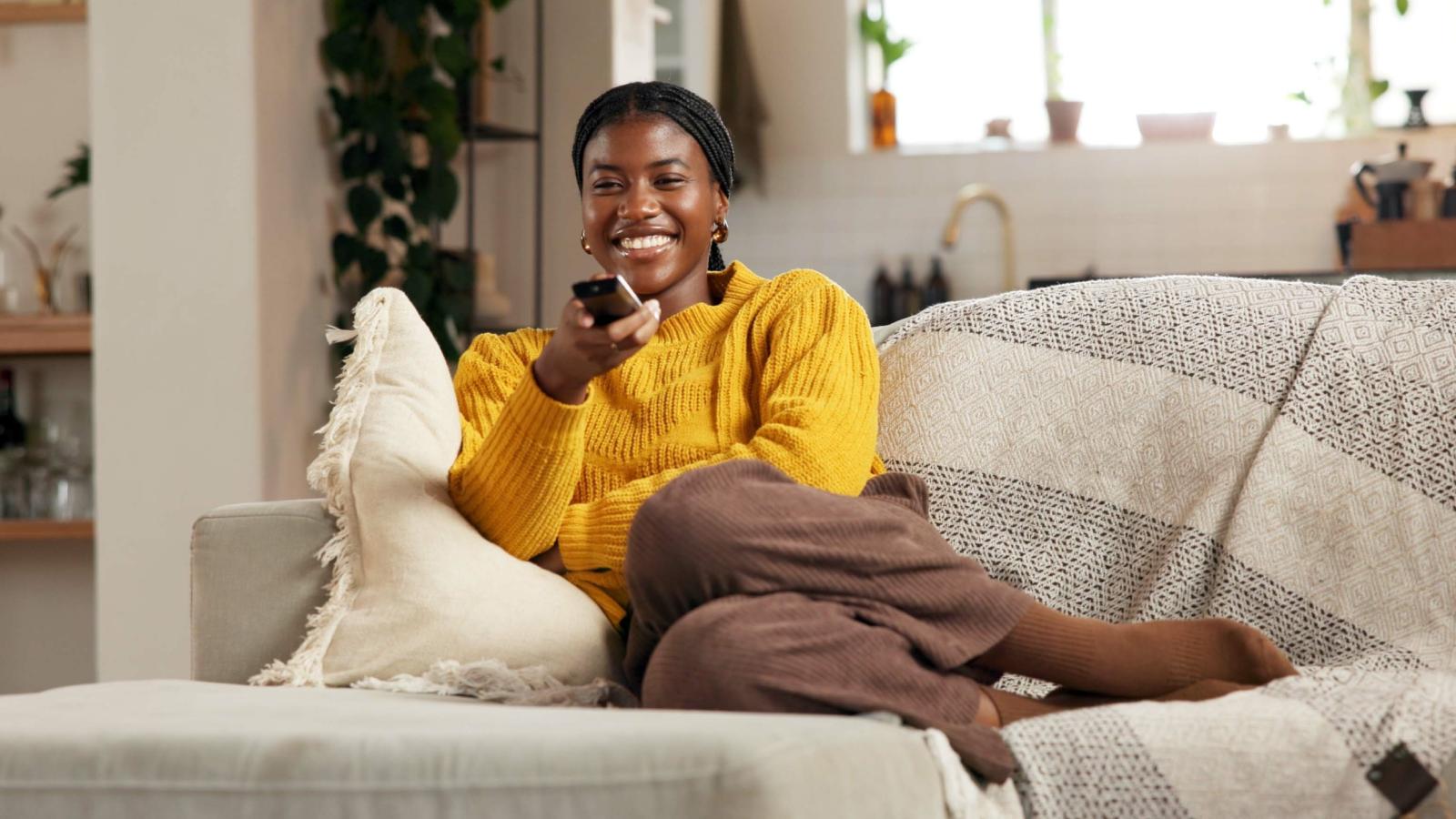 woman with a remote control
