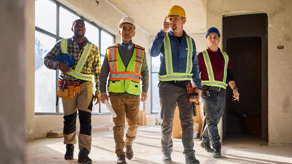 construction workers in a house
