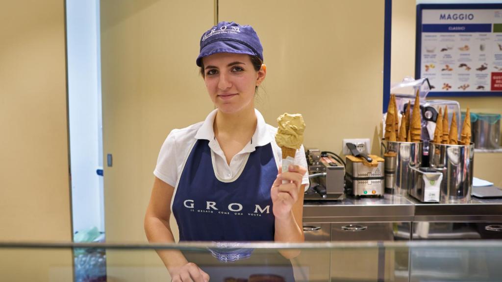 woman holding an ice cream cone