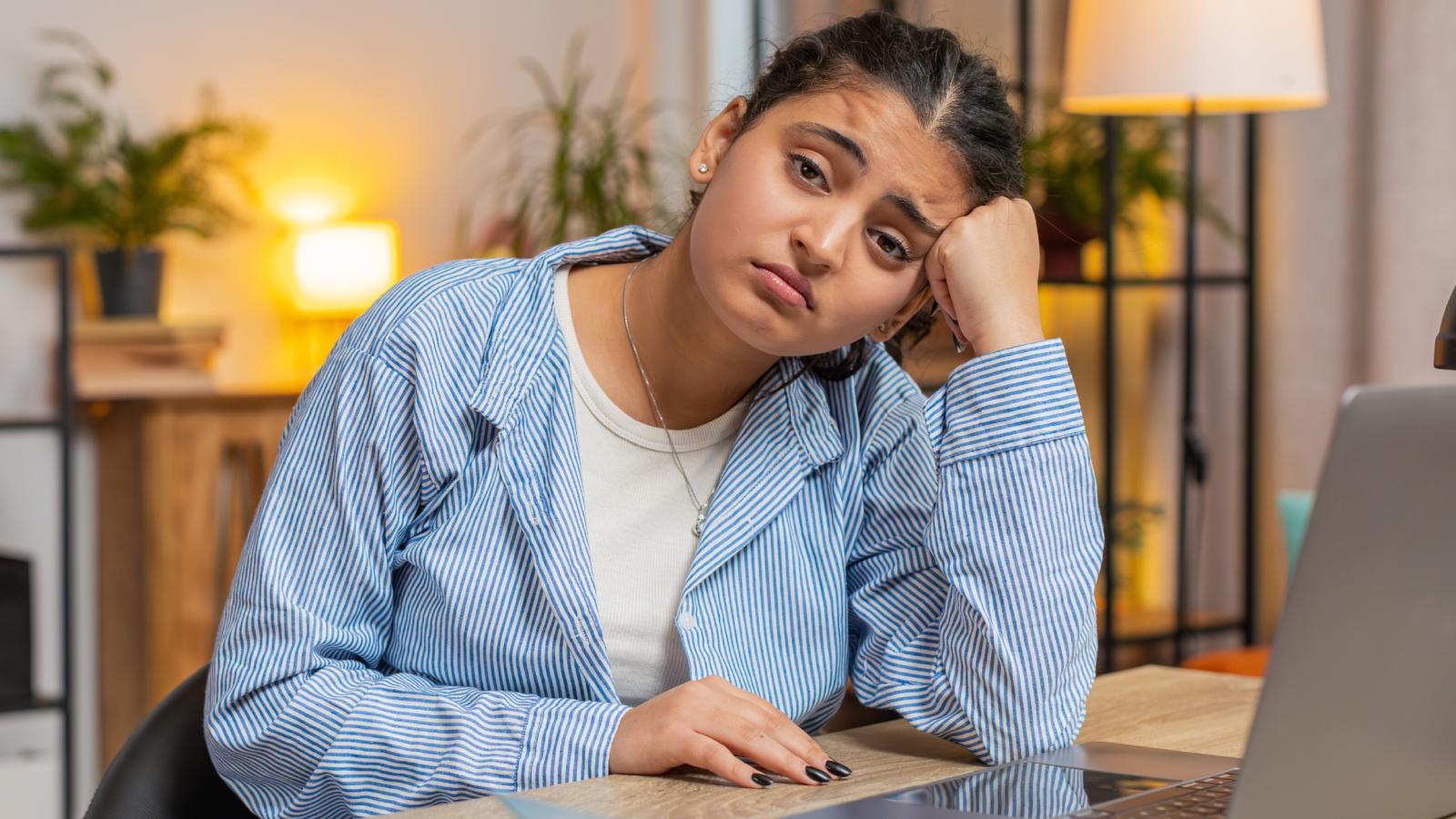 woman with a serious look on her face