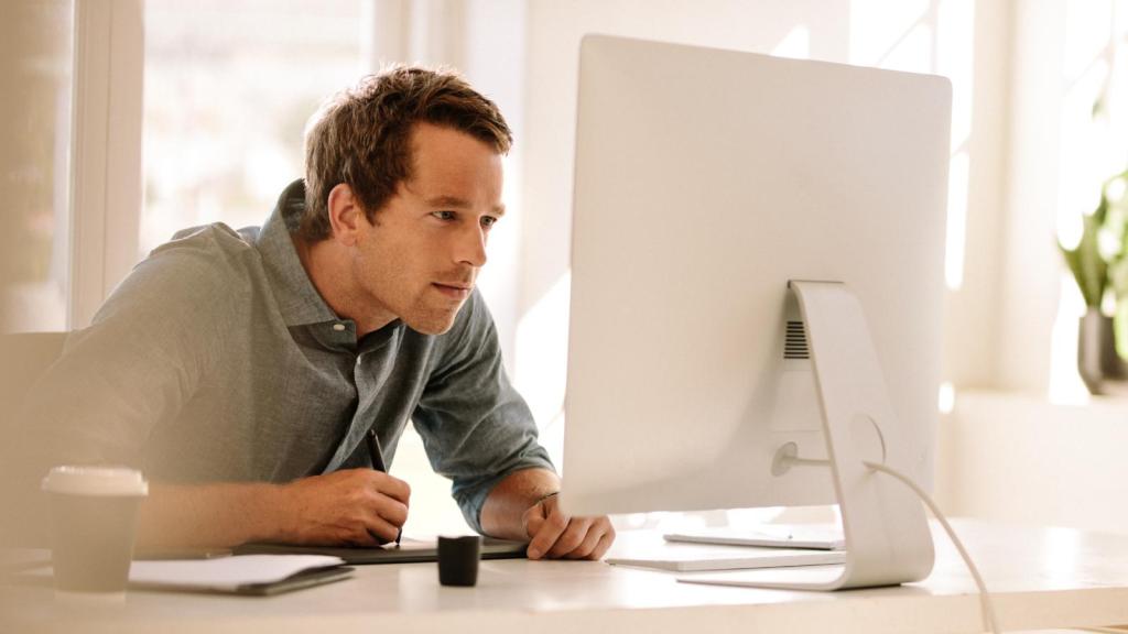 man working on a computer