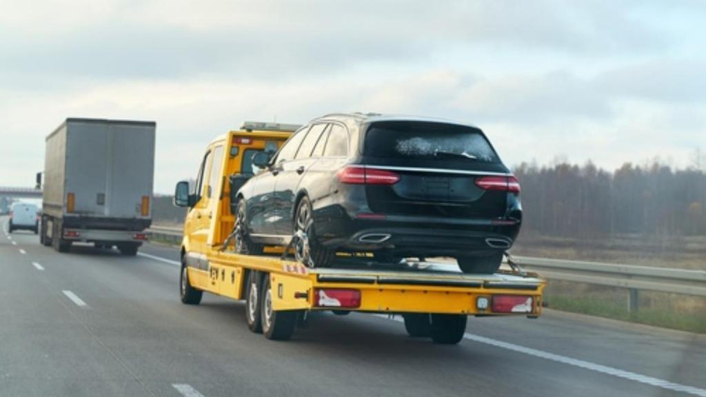 Car being towed