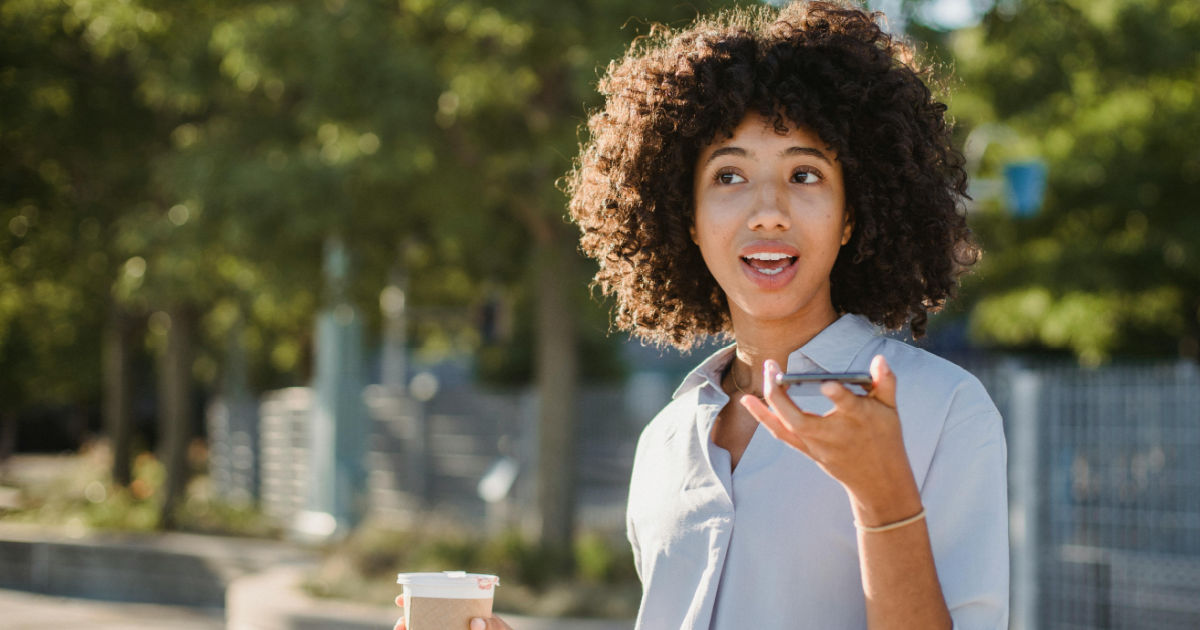 woman on speakerphone