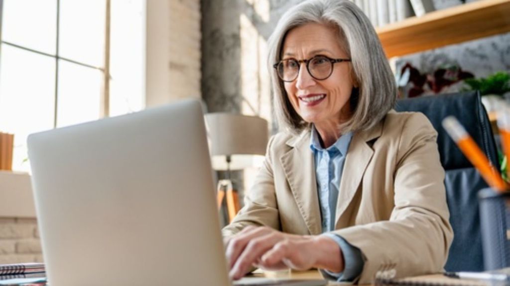 Older woman checking her email