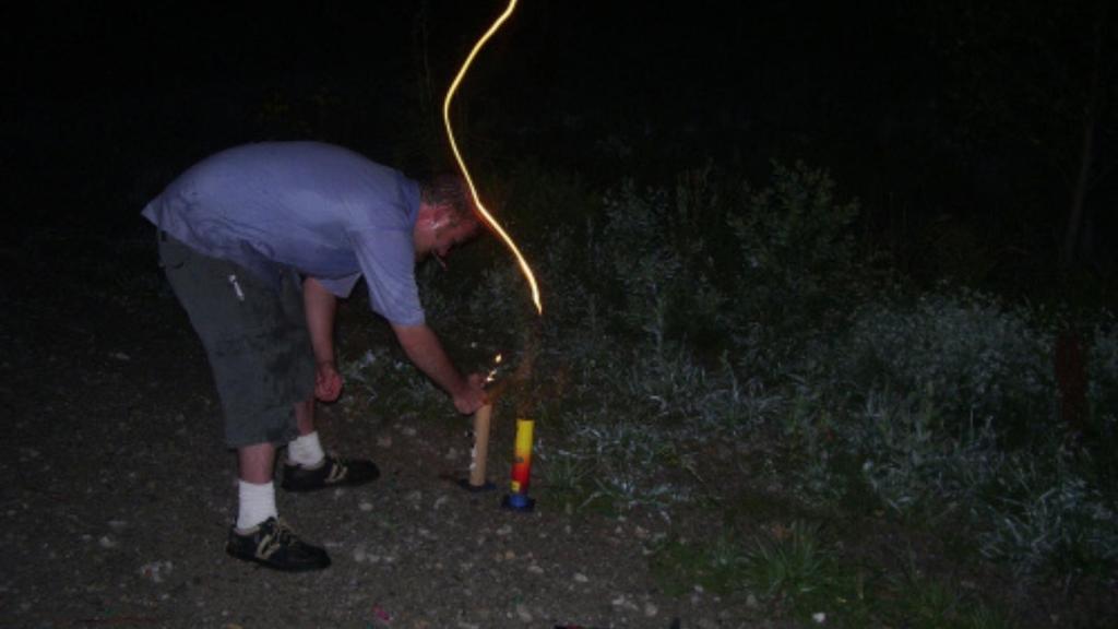 Man setting off fireworks