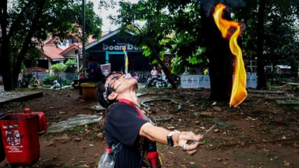 Man with fire