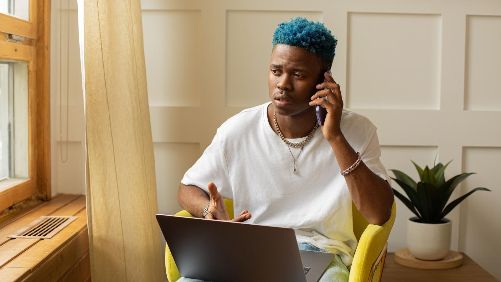 Man on the phone to store about gift card