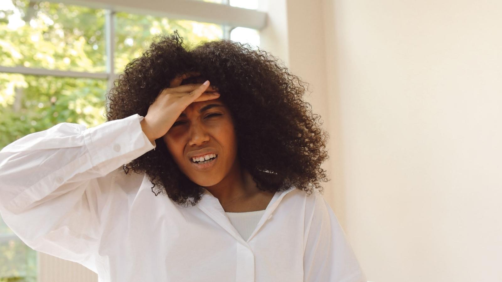 Woman stressed about her job