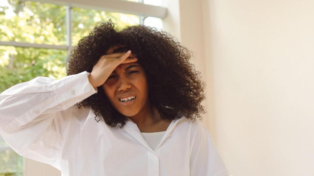Woman stressed about her job