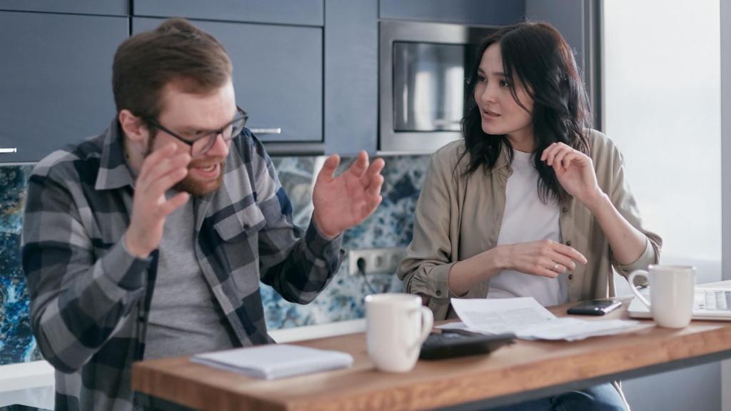 Man and woman disagreeing about a chore