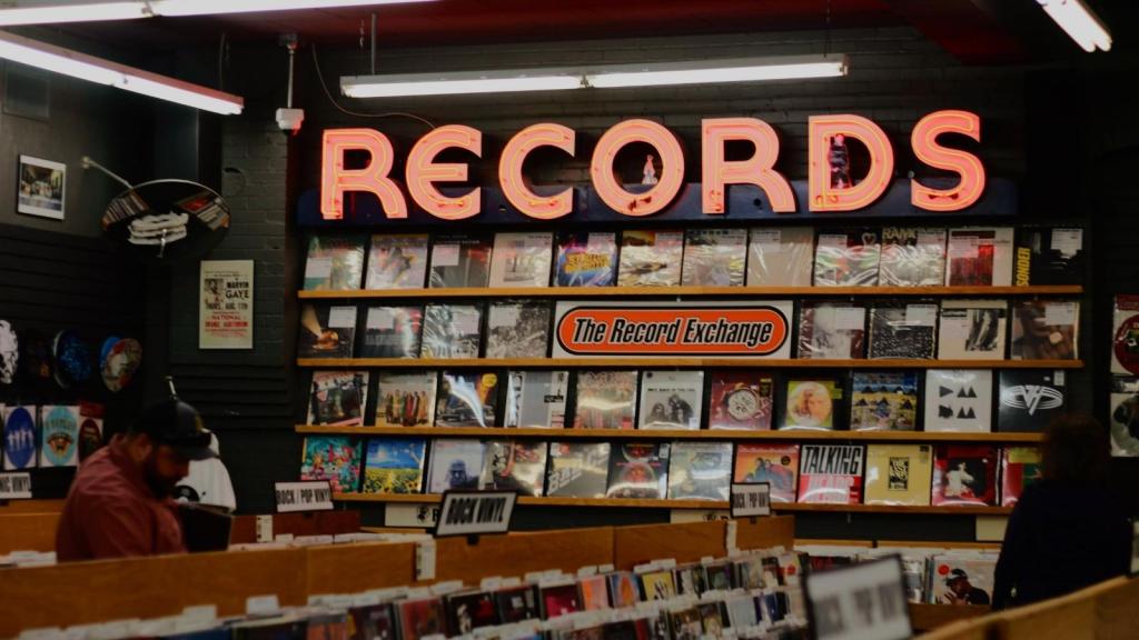 Record store shelves fully stocked
