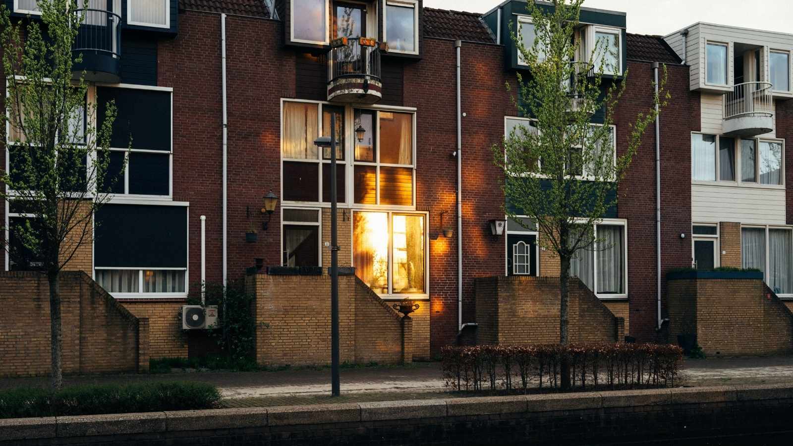 Row of red-brick townhomes