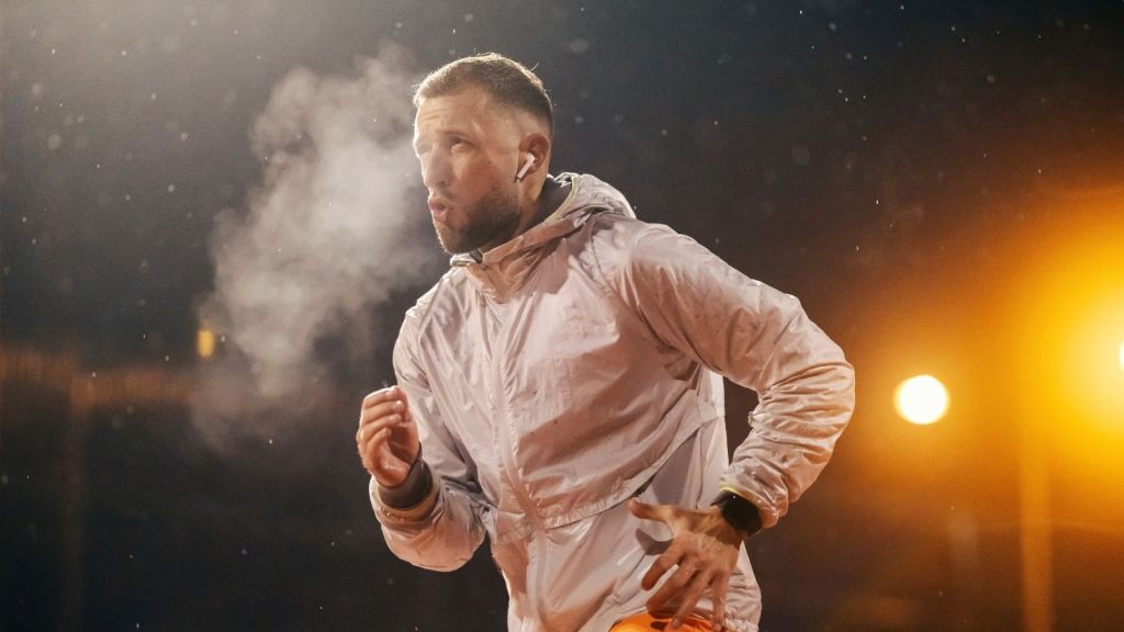 man running at night