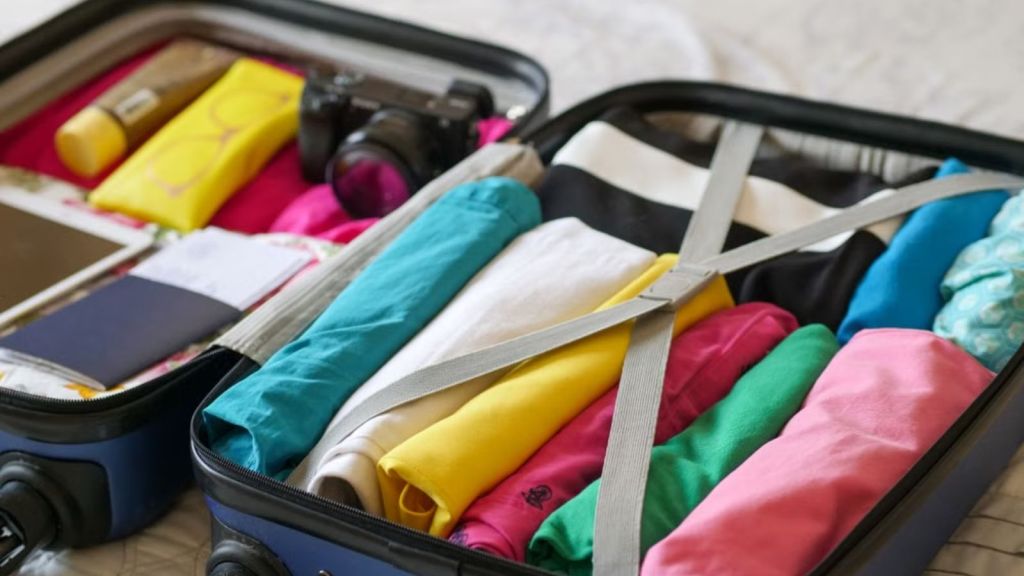 A luggage piece holding clothes and personal belongings