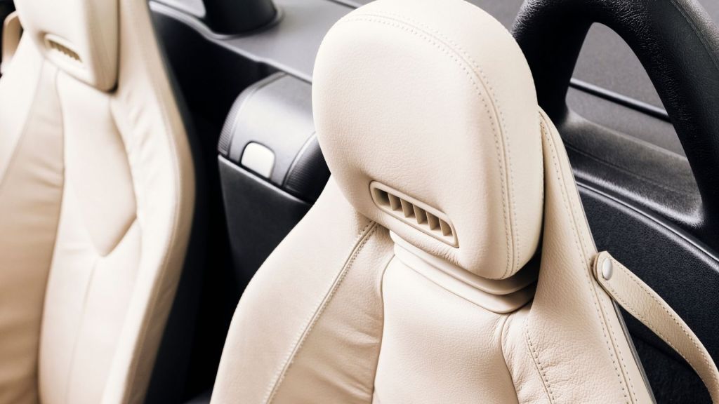 White car interior in leather material