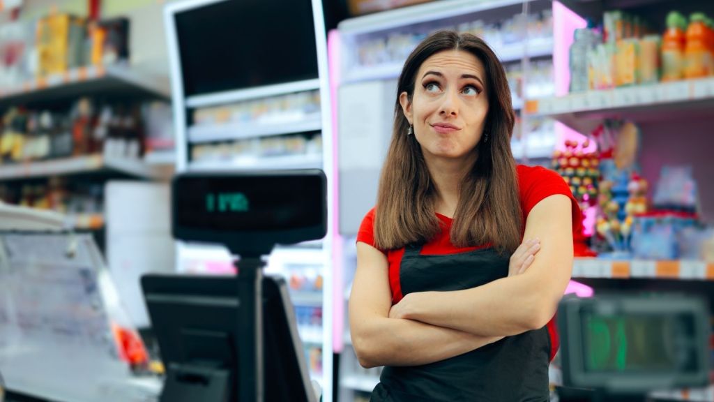 upset grocery store cashier