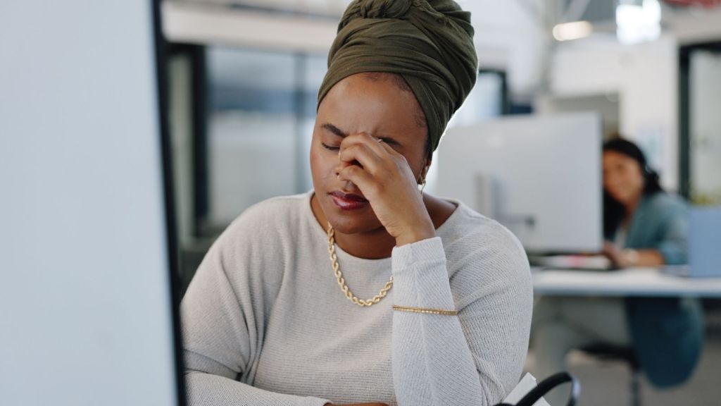 upset woman at work