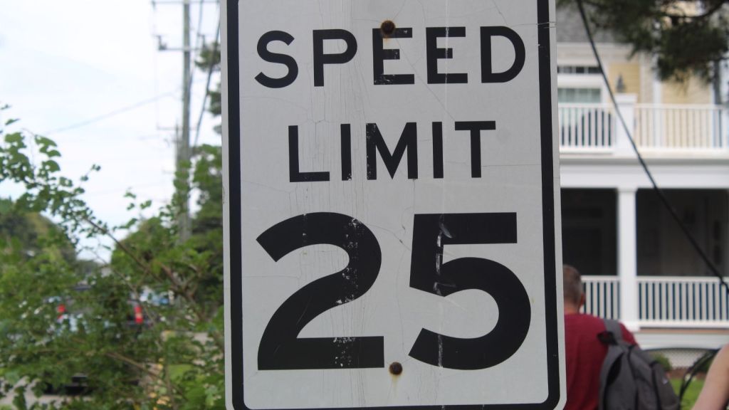 closeup of a sign that reads "speed limit 25"