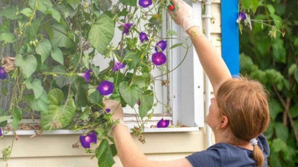 Woman tending a vine