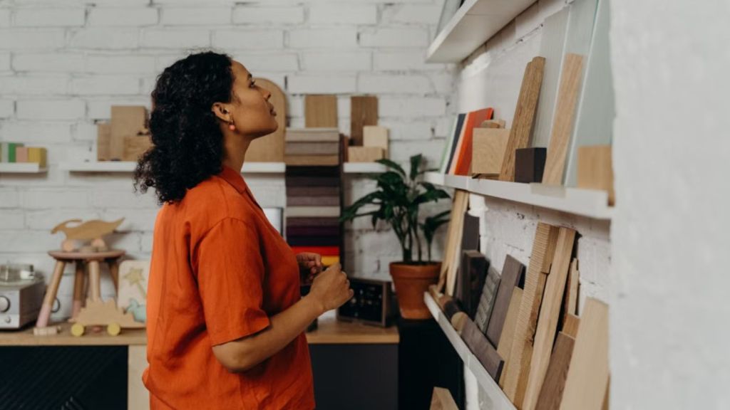 Woman shopping for home decors and furniture at a store