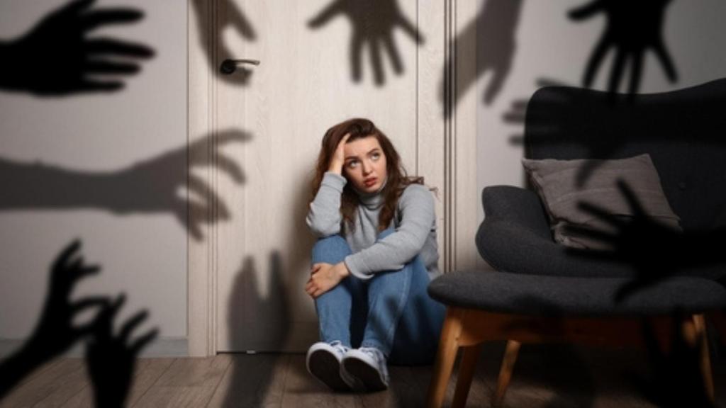 Woman scared of shadows