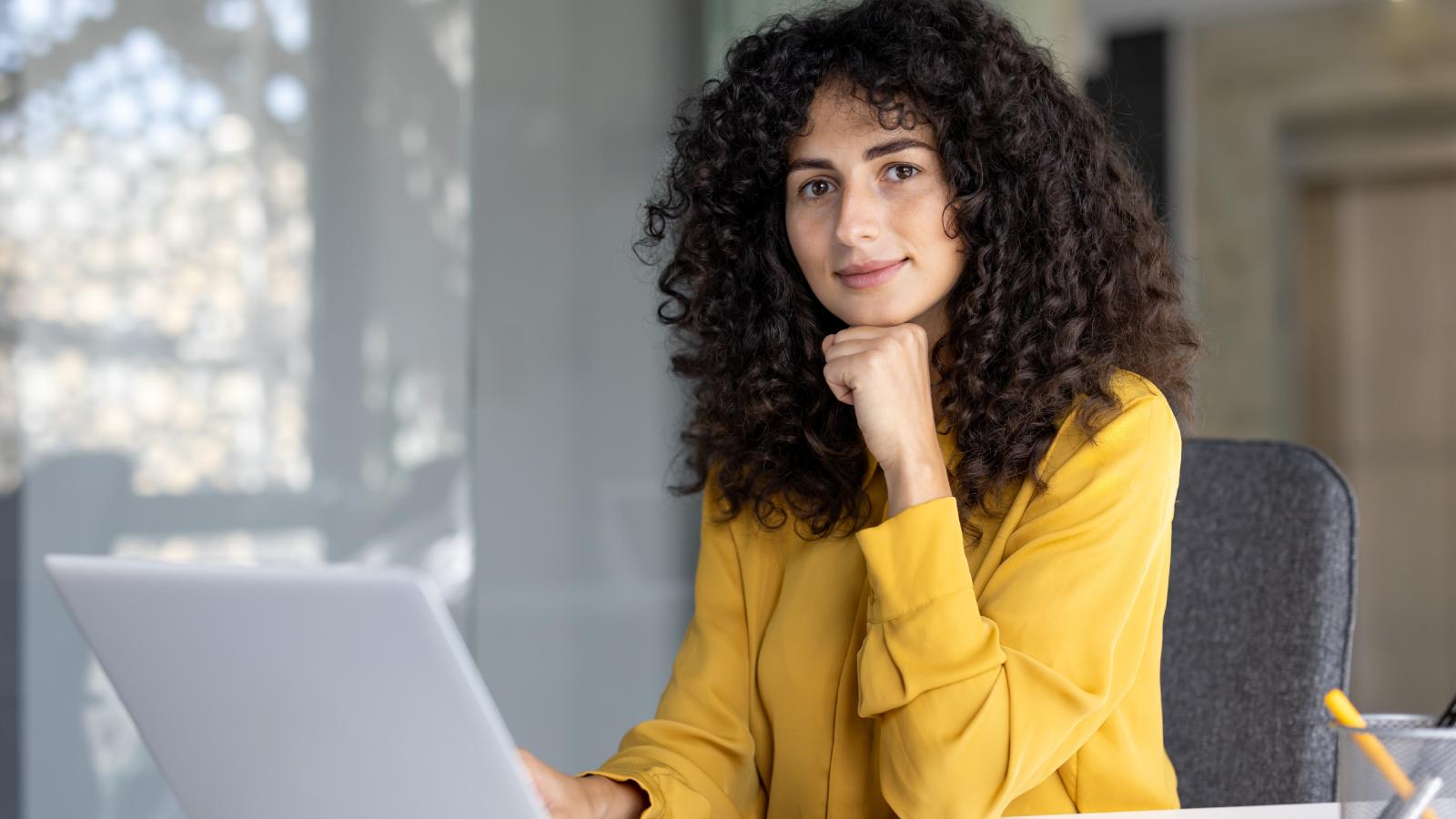 woman working on a computer