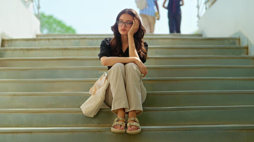 woman sitting on some steps