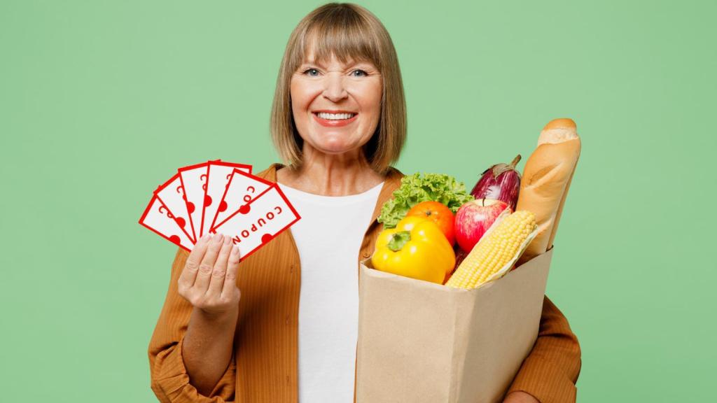 woman holding a bag of groceries