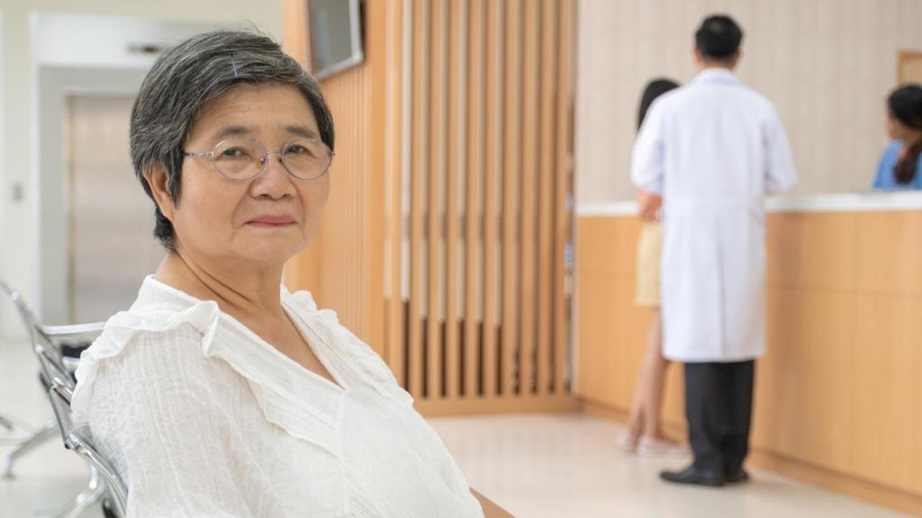 woman in a hospital waiting room