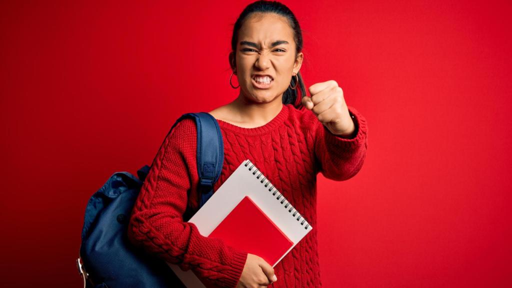 woman shaking her fist