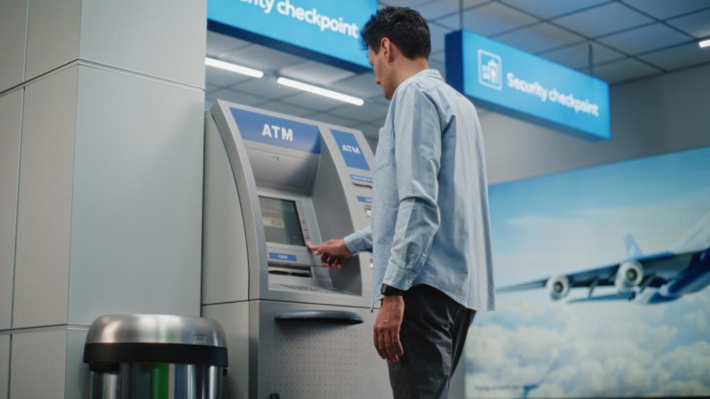 man at an atm machine