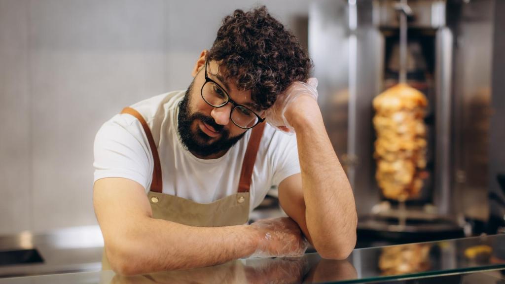 man in a restaurant kitchen