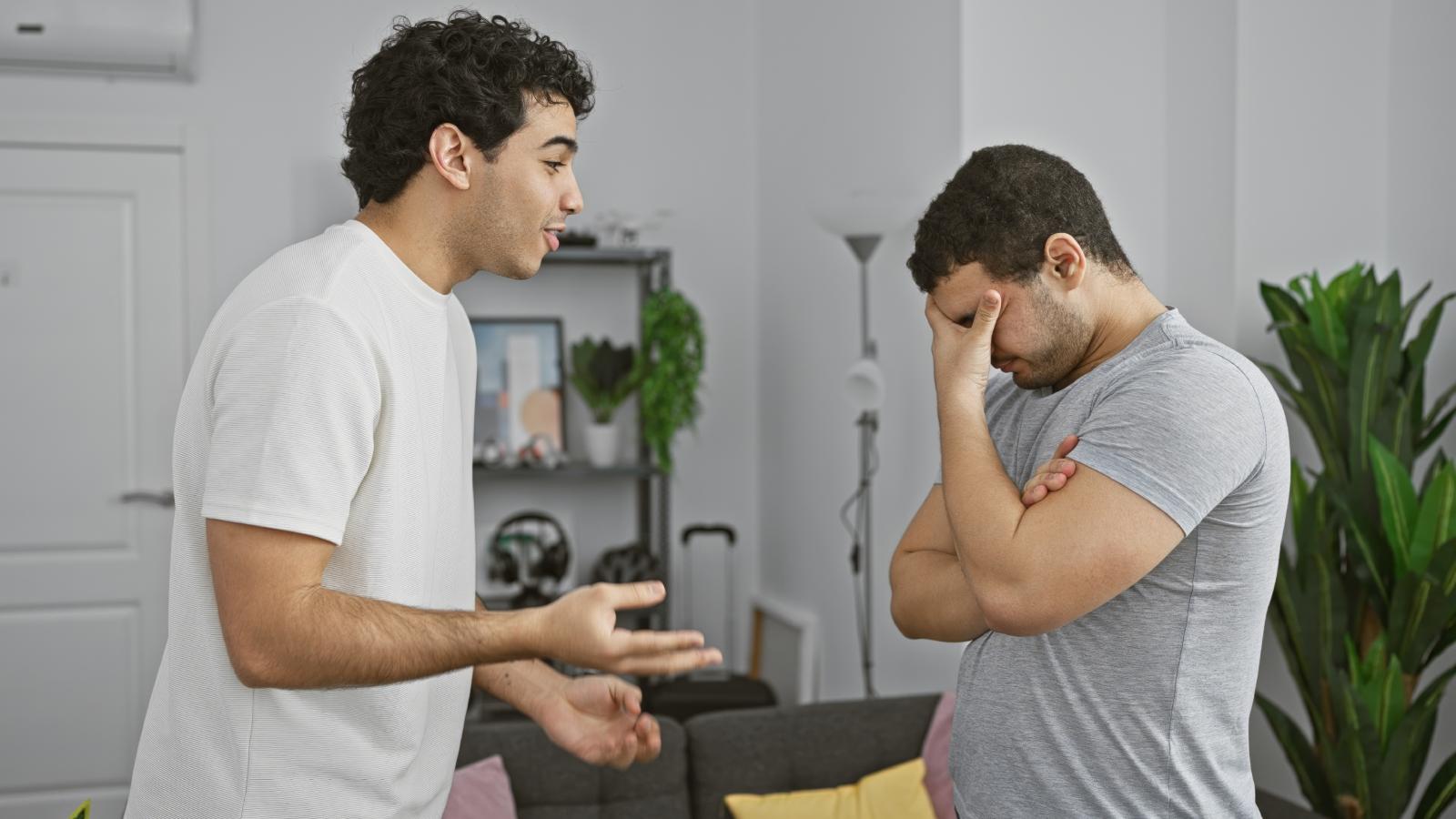 He Wants His Roommate Gone—but Can’t Decide If Telling the Brutal Truth Will Make Everything Worse two men having a talk