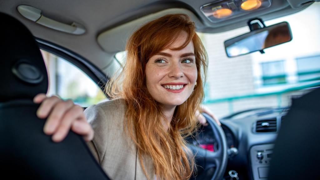 woman driving a car
