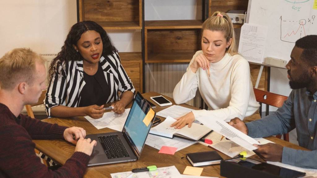employees sitting in a conference room