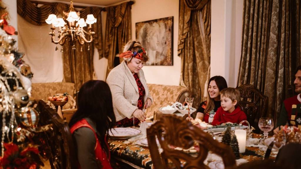 family gathering at christmas time
