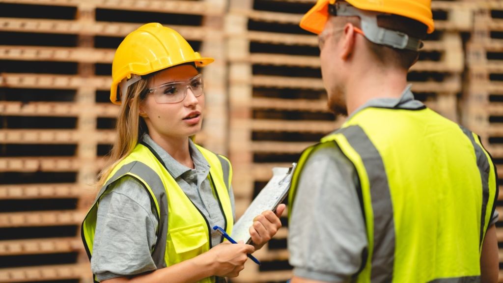 female lumber yard employee